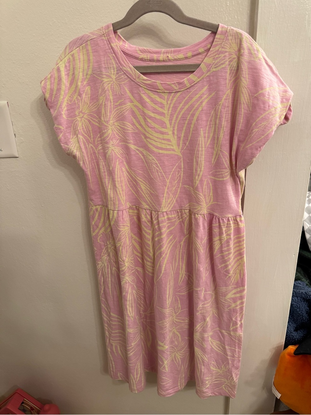 GAP Kids Pink Dress with Cream Leaf Print